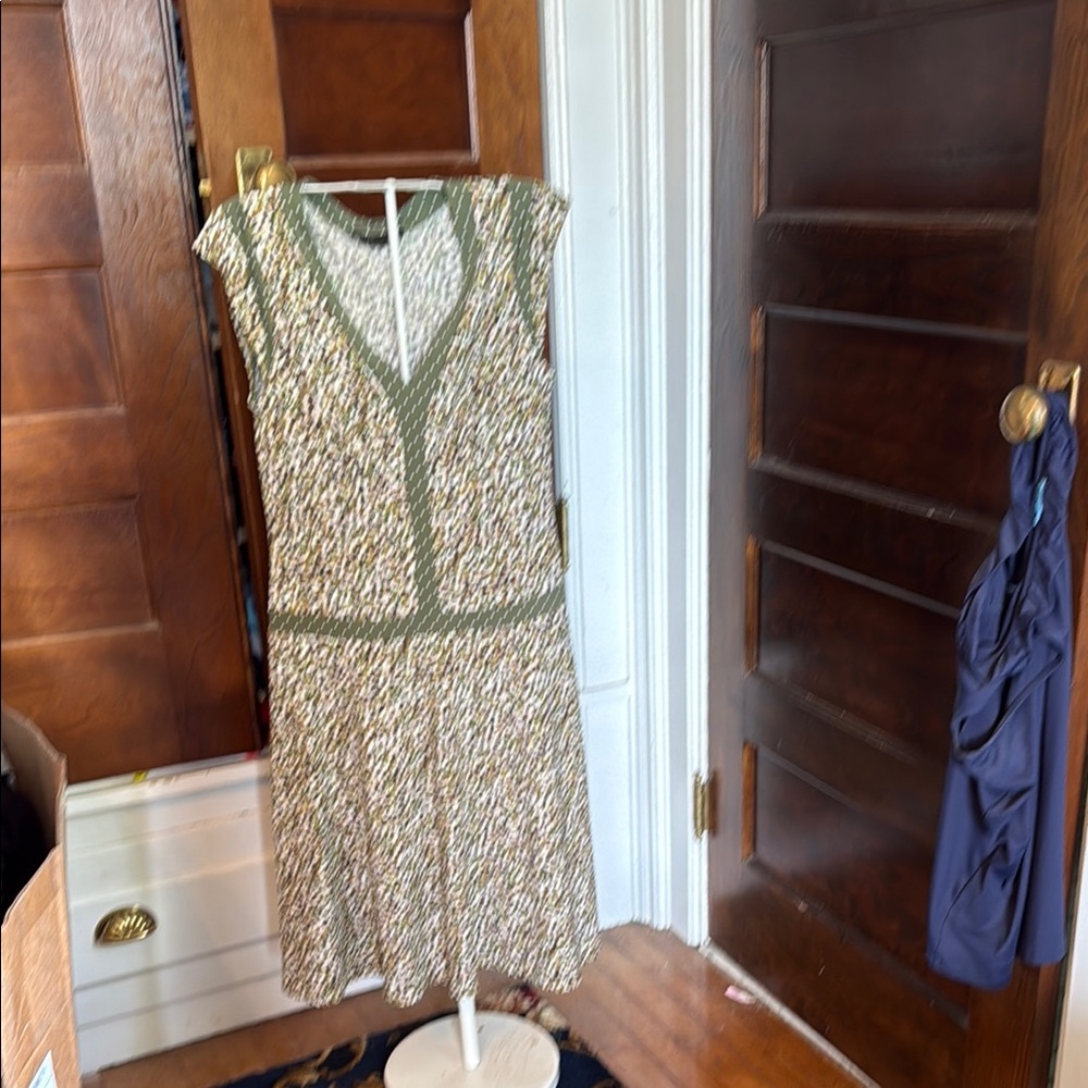 BCBGMaxAzria Chic Green and White V-Neck Dress- worn two times. 150 retail